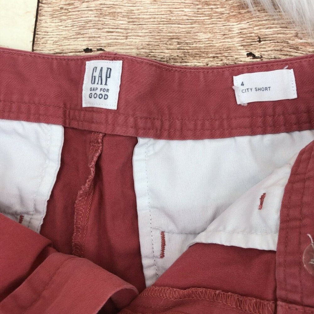 Gap Flat Front City Short Cuffed Sz 4 Pink Stretch - Picture 4 of 6